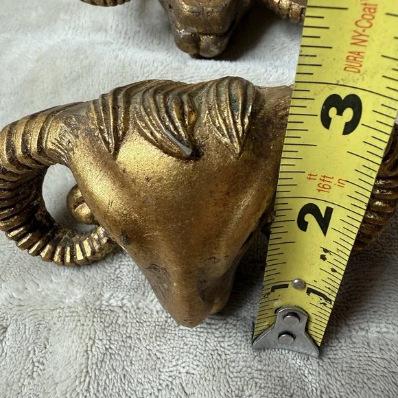 Resin Ram Gold Hardware Handles door cabinet knobs set of 3 - Picture 5 of 5